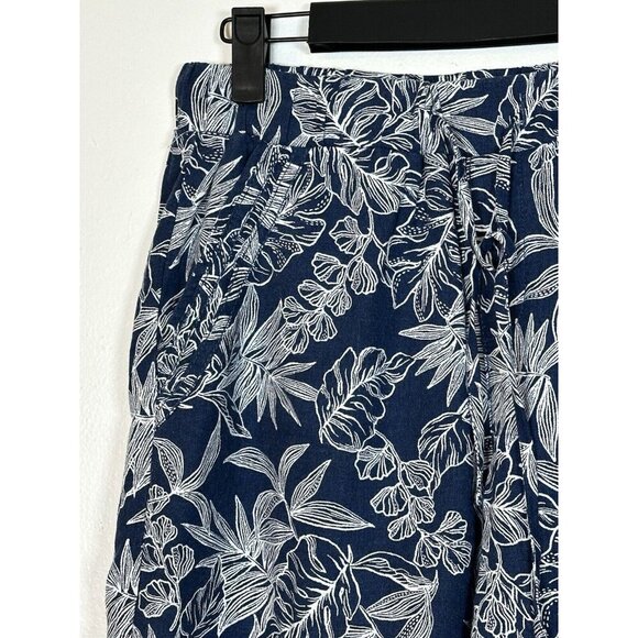 Briggs Linen Blend‎ Pull-On Shorts Small Tropical Print Blue White S Women’s - Picture 2 of 9
